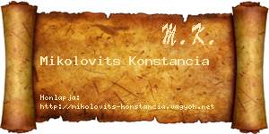 Mikolovits Konstancia névjegykártya